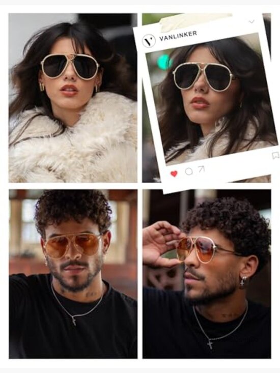 Oversized Retro Vintage Aviator Sunglasses with Polarized Metal Frame main image 5